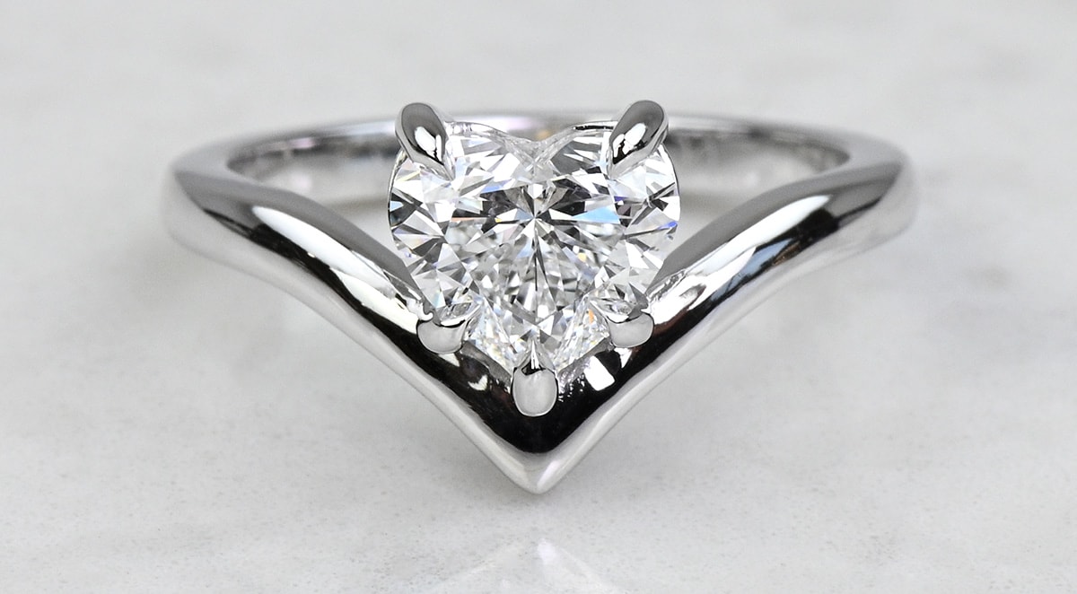Heart Diamond Chevron Engagement Ring