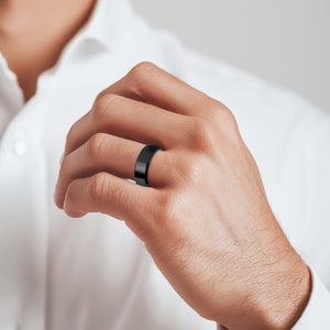 Beveled Edge Black Titanium Men's Wedding Ring (8mm)
