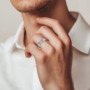 Men's Wedding Ring with Brushed Finish in Tungsten (6 mm)