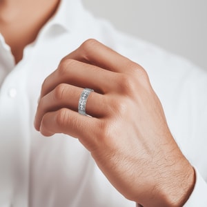 Channel Set Diamond Men's Wedding Ring in White Gold (6 mm)