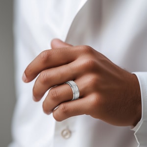 Hammered at Noon - Hammered Men's Wedding Ring in Titanium (8 mm)