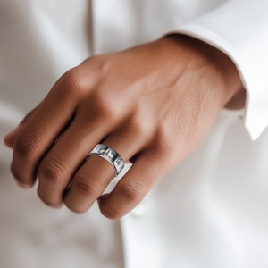 Howl - Wolf and Forest Pattern Men's Wedding Ring in Titanium (9 mm)