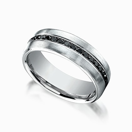 Mens White Gold Ring With Black Diamonds