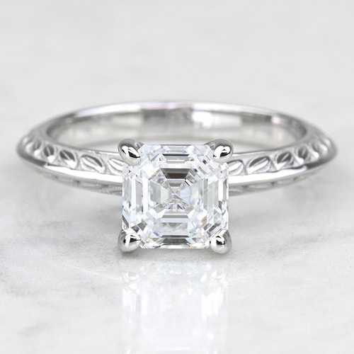1.75 Carat Lab Created Asscher Diamond Antique Floral Engagement Ring