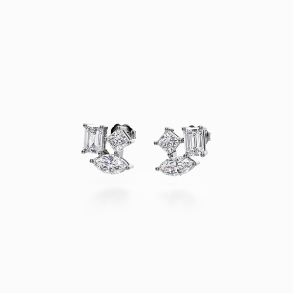 2.30 Carat Tri Stone Earrings