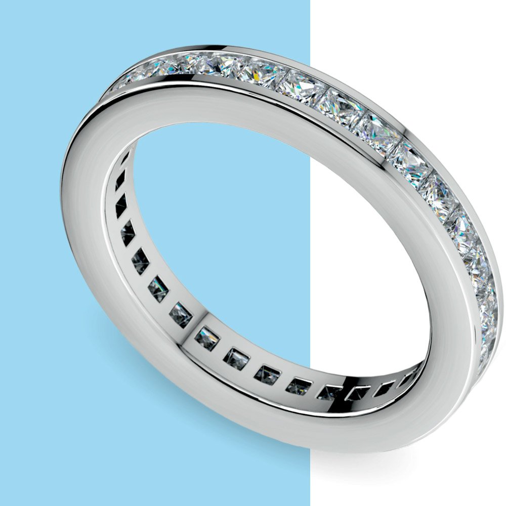 Princess Cut Channel Set Eternity Band in White Gold (1 ¾ ctw)