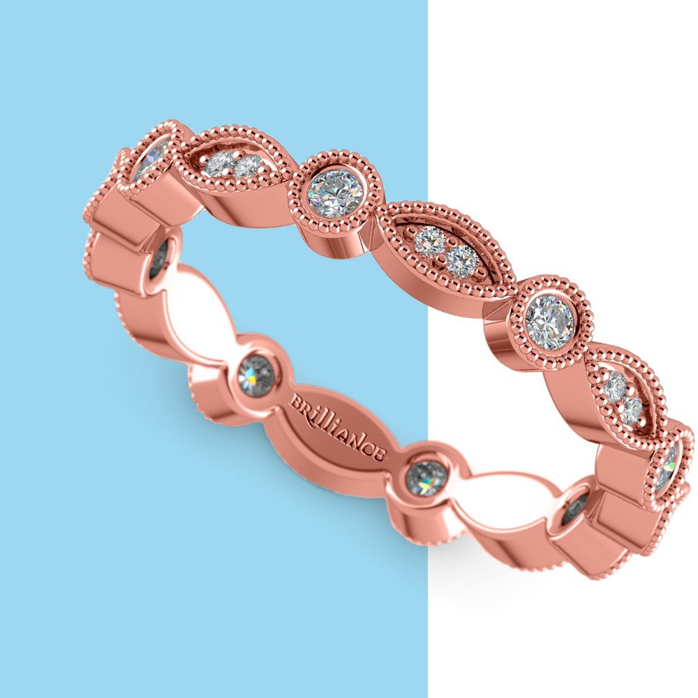 Edwardian Style Diamond Eternity Band in Rose Gold