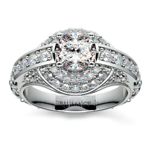 Antique Style Halo Engagement Ring Setting In Platinum